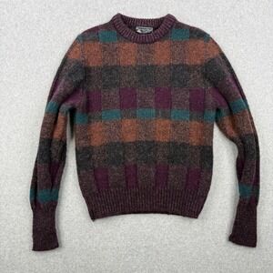 Vintage Preswick & Moore Sweater Womens Large Purple Plaid 100% British Wool